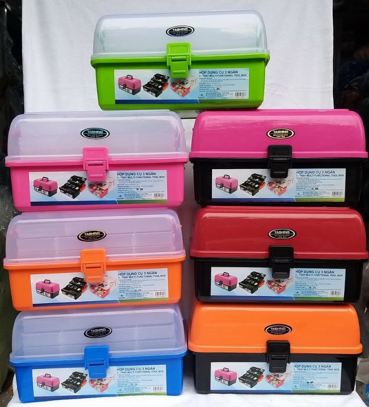 Hộp dụng cụ 3 ngăn đựng đồ nail, mi, trang điểm