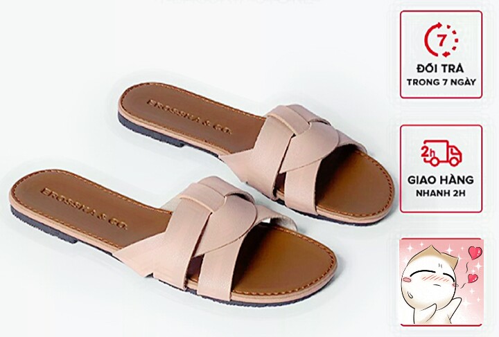 [HCM]Dép nữ quai xếp ngang tinh tế bigsize 35-41