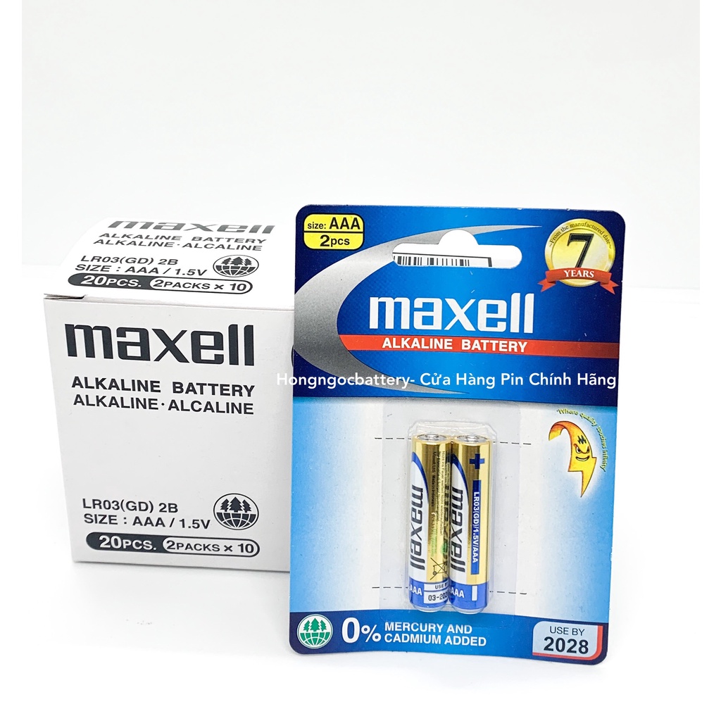 Vỉ 2 Viên Pin AA - AAA ( Pin Tiểu ) Maxell Alkaline - Chính Hãng