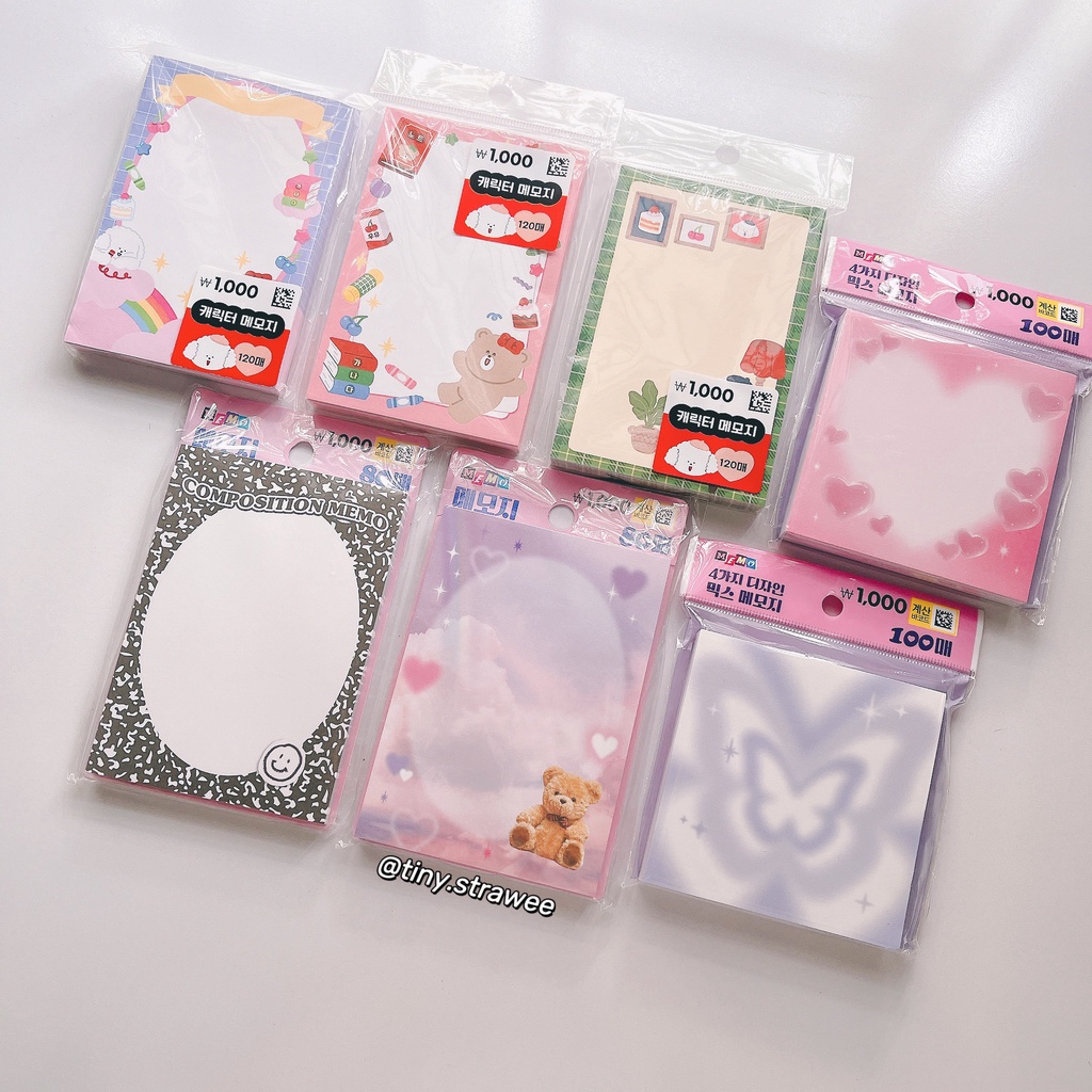 Giấy ghi chú - memo note Daiso Hàn | Tiny Strawee