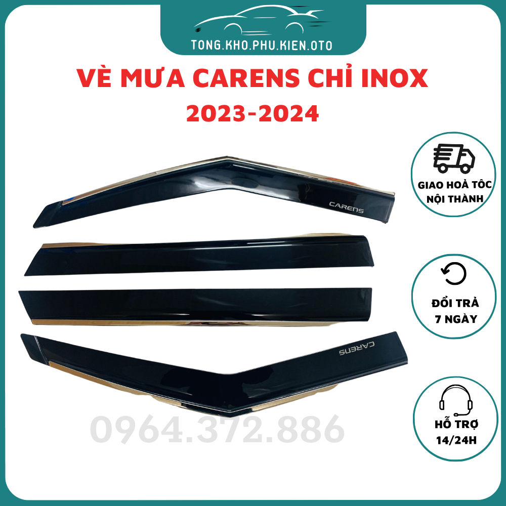 Vè che mưa xe kia carens 2023-2024 mẫu chỉ inox cao cấp sáng bóng