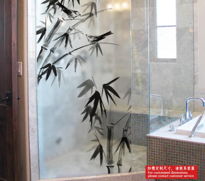 Decal Dán Kính Cao Cấp - Cây Trúc Chim đen ( 60 X116 )-DK1054