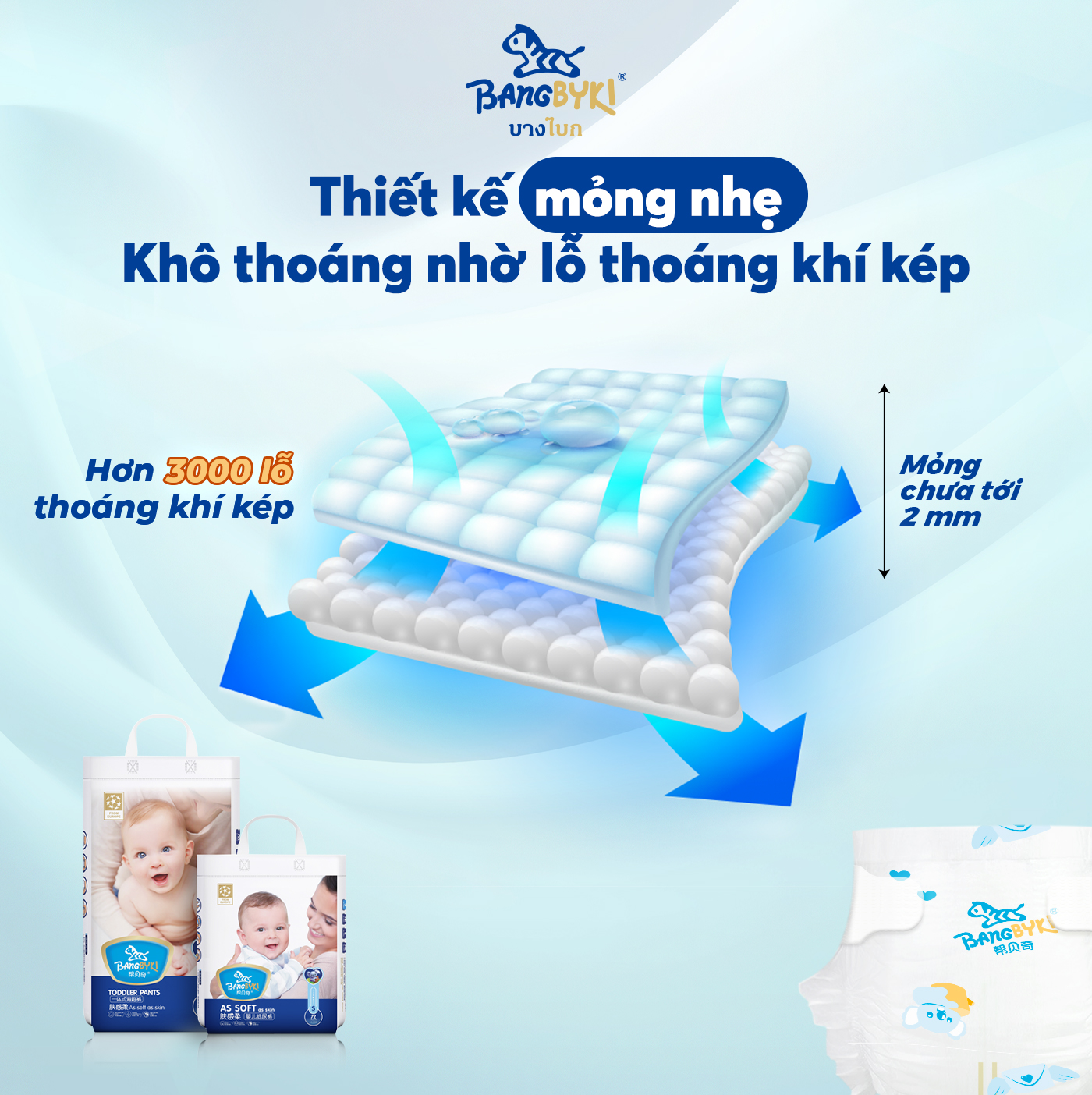 Tã/Bỉm quần Bangbyki siêu mềm mại đủ size cho bé
