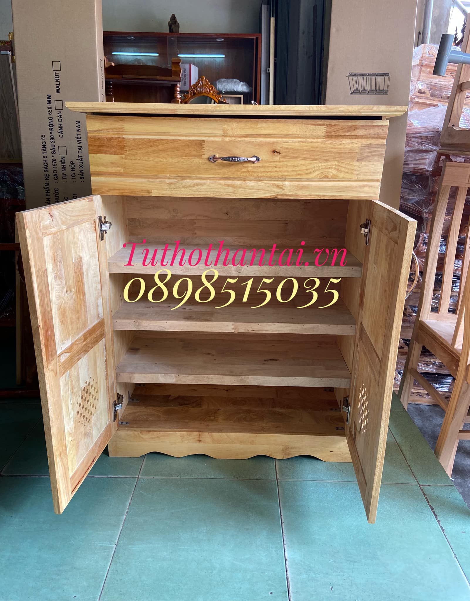 Tủ giày dép gỗ Cao Su Ngang 80cm