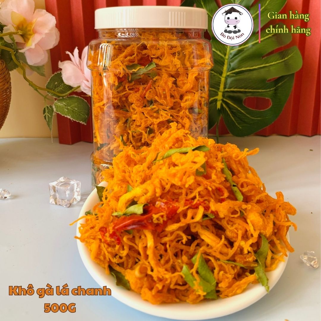 Khô Gà Lá Chanh 1kg (Đóng 2 hũ) Bò Đội Nón