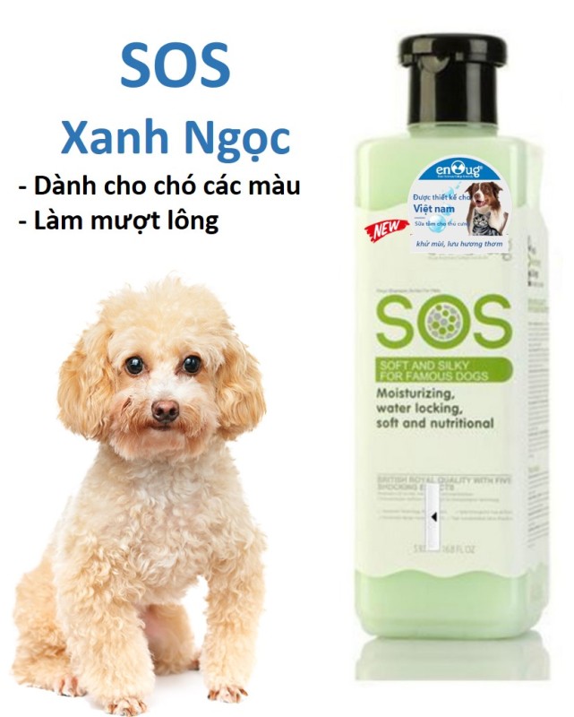 Hanpet-  Sữa tắm SOS xanh lá chuyên chăm sóc lông giúp lông mềm mượt - sữa tắm SOS xanh lá 530ml