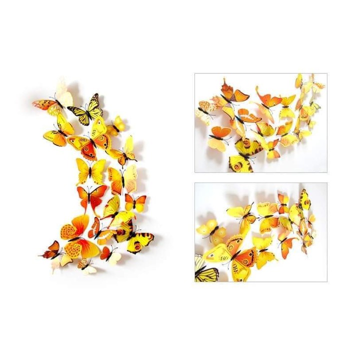 SET 12 bướm 3D gắn tường nhiều màu