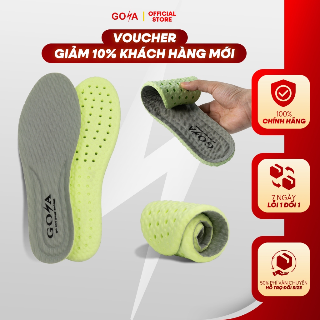 Lót giày thể thao, lót giày chạy bộ chính hãng Goya Neo xám xanh