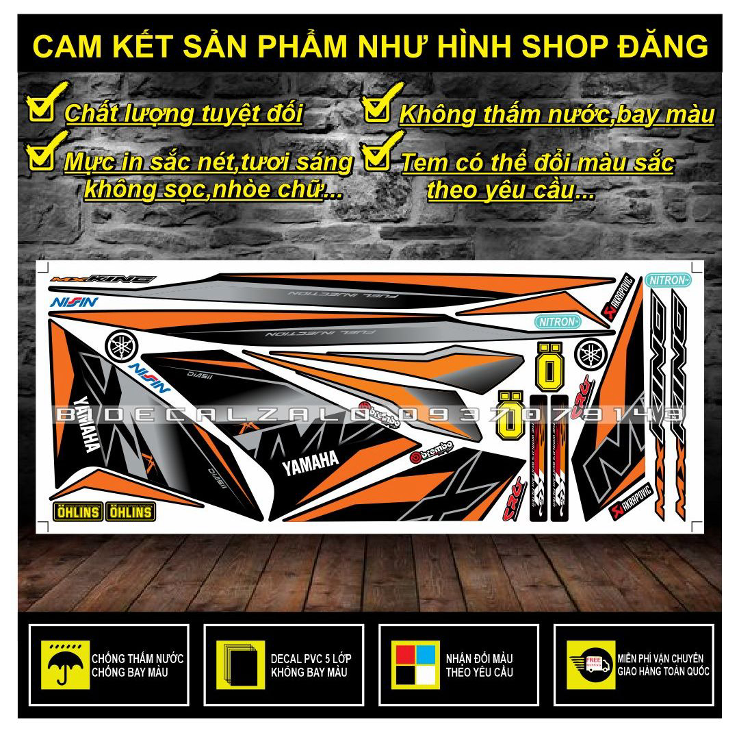 TEM RỜI EXCITER 150 MX KING PHỐI CAM ĐEN