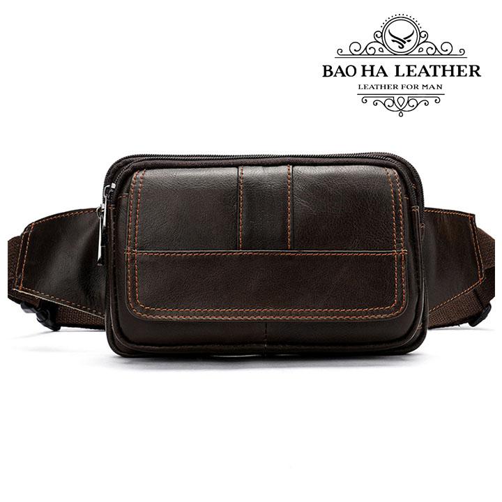 Túi da đeo bụng - Túi bao tử da bò BHM8966