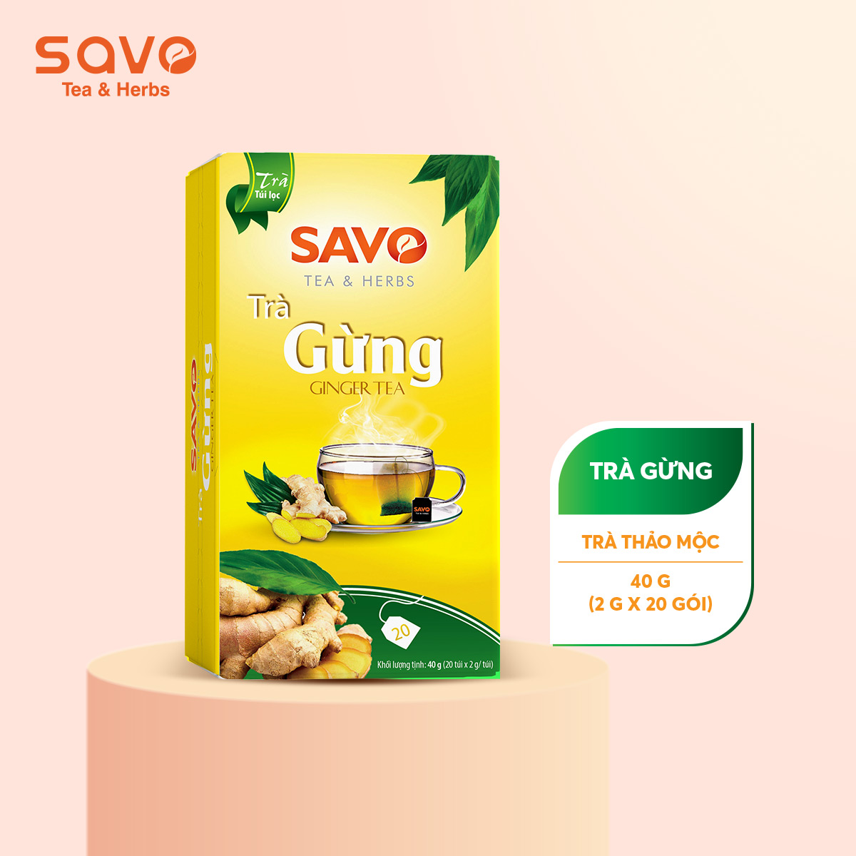 [HCM]Trà SAVO Gừng (Ginger Tea) - Hộp 20 Gói x 2g