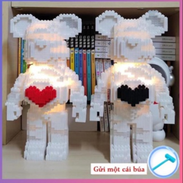 Mô hình lắp ráp gấu bearbrick cỡ lớn 30cm - 36cm, Đồ chơi lắp ráp