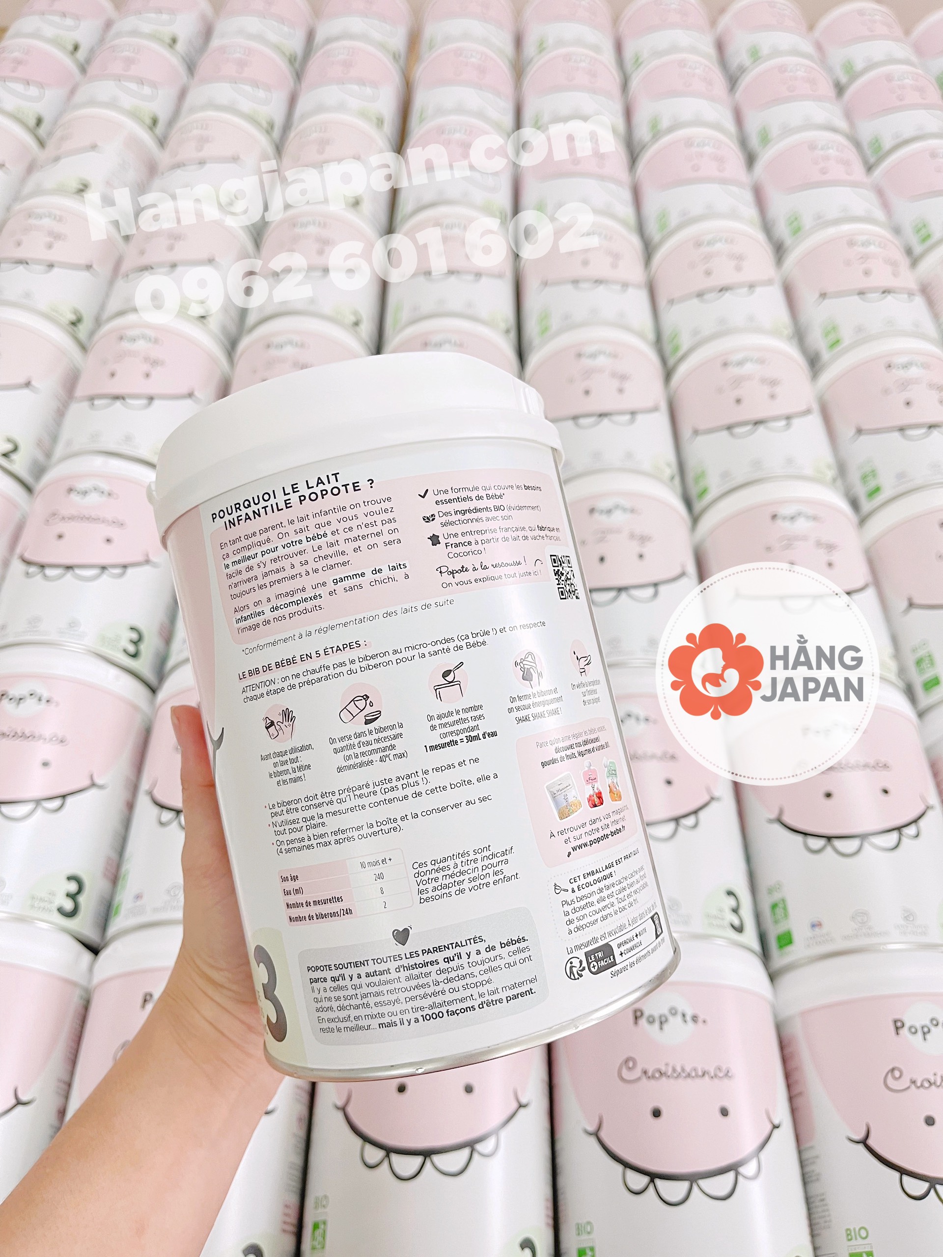 Sữa công thức hữu cơ Popote Bio (800g) số 1, 2, 3 - Hàng Pháp