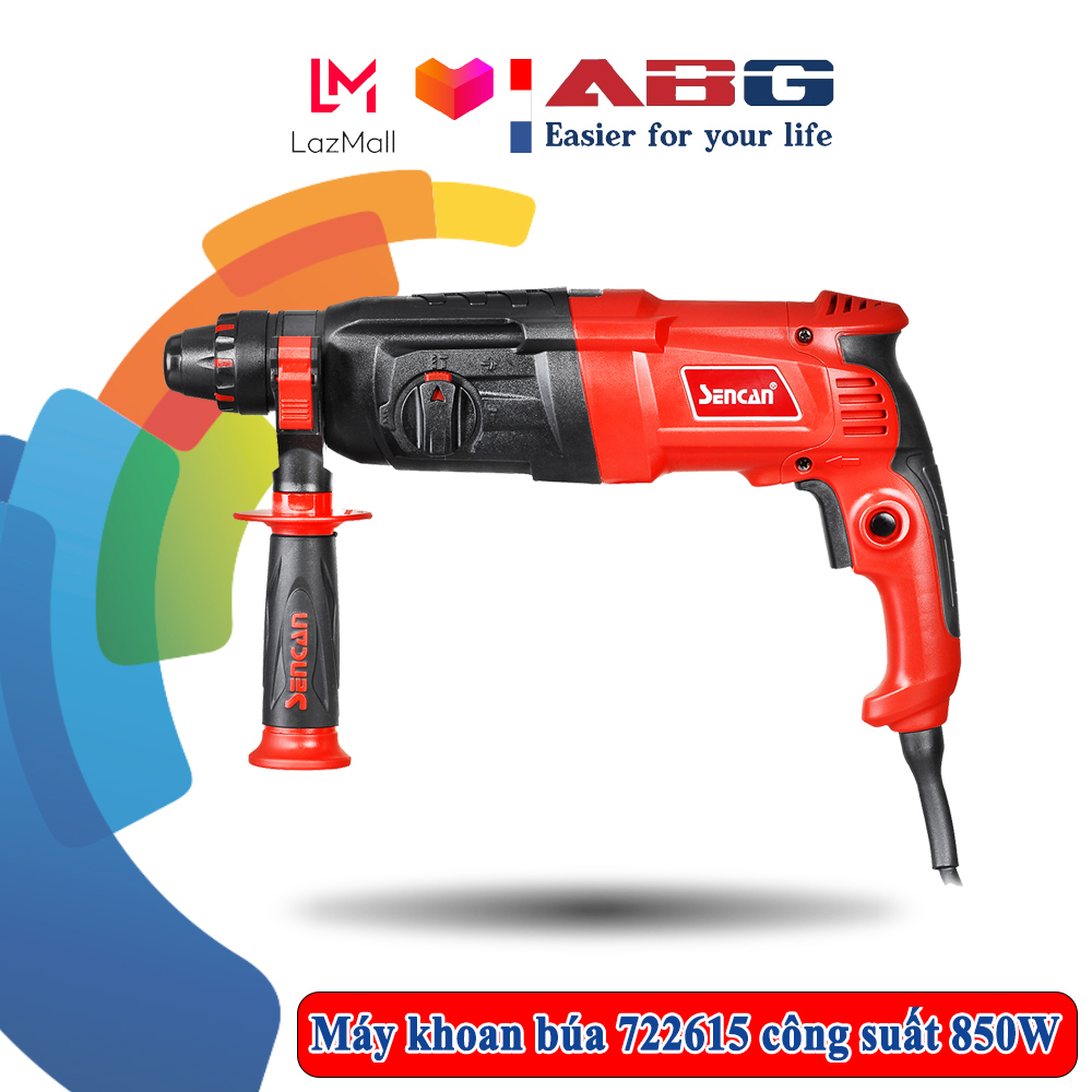Máy khoan búa sencan 722615 công suất 850w đường kính mũi khoan lên tới 26mm sử dụng ba chức năng khoan, khoan búa và đục – hàng chính hãng