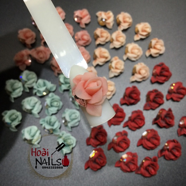 Hồng ôm đá Phụ kiện Nail