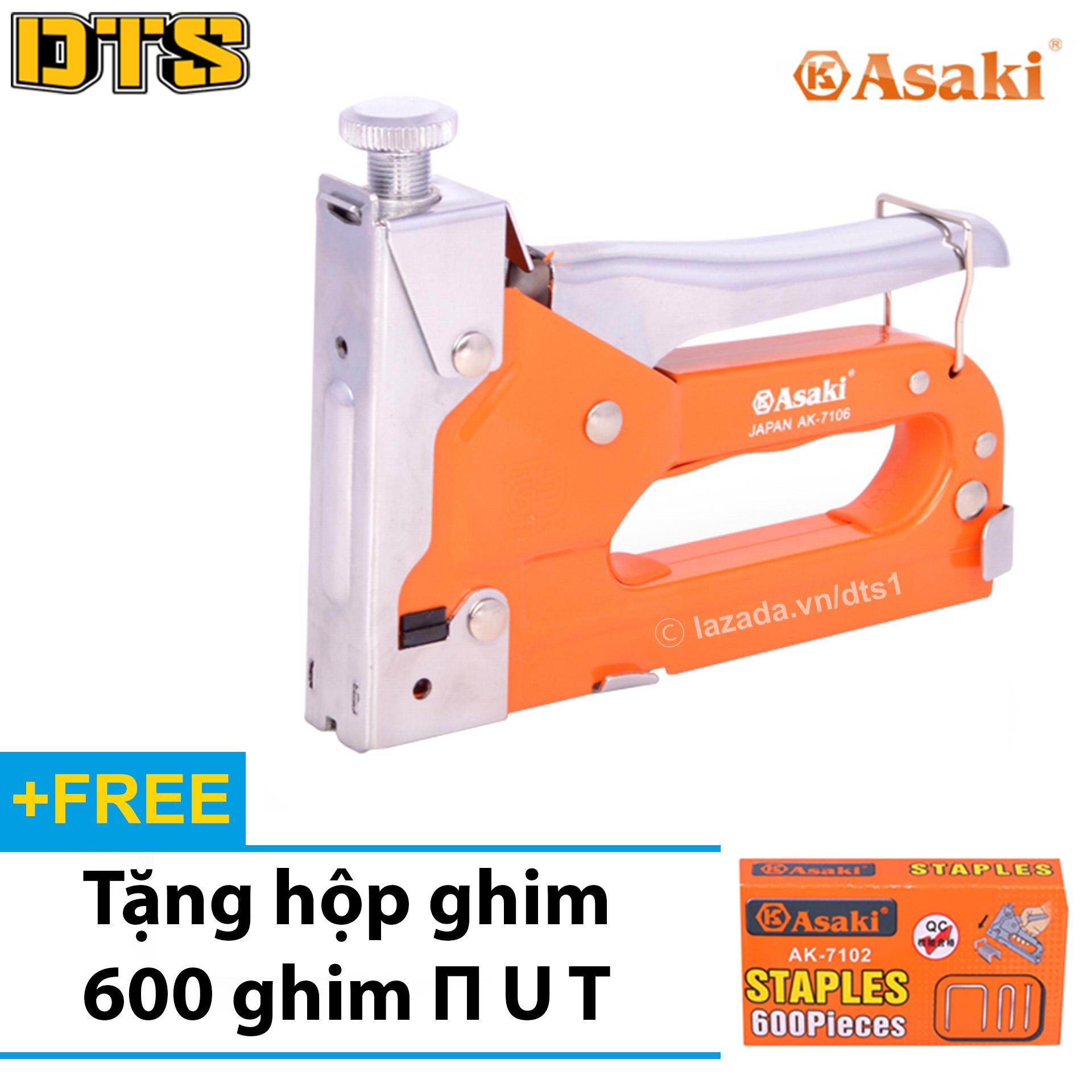 Súng bắn ghim đa năng có tăng lực, bắn 3 kiểu ghim П U T  Asaki AK-7106 - Súng bấm ghim 3 tác dụng đa năng