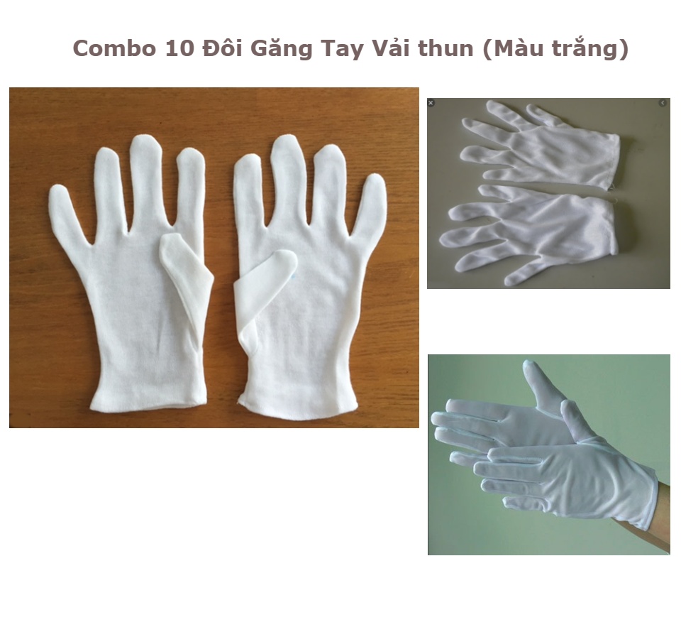 Combo 10 Đôi Găng Tay Vải thun( Màu trắng)