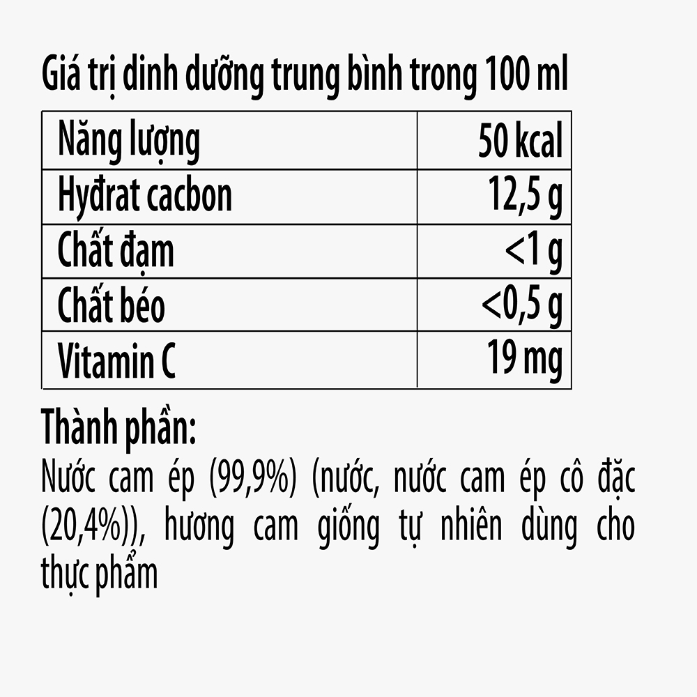 Thùng 12 hộp Nước Vfresh cam ép 100% Hộp giấy 1L