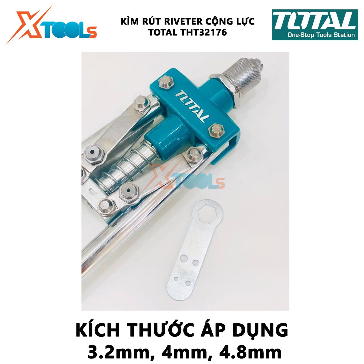 Kìm rút riveter cộng lực TOTAL THT32176 | kềm rút đinh tán kích thước của kìm 17" ( 420 mm) kích thước áp dụng 3.2mm, 4mm, 4.8mm XTOOLs