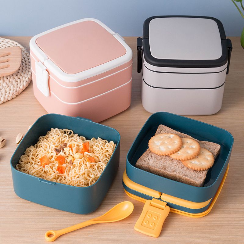 HỘP CƠM TRƯA VĂN PHÒNG 2 TẦNG NHIỀU MÀU_Cà men Hộp ăn trưa Hộp cơm trưa Hộp cơm văn phòng Cà men Cặp lồng Hộp cơm 2 tầng