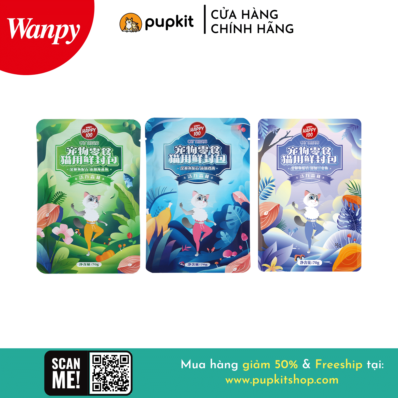 Pate Mèo Wanpy Happy 100 Forest Gói 70g