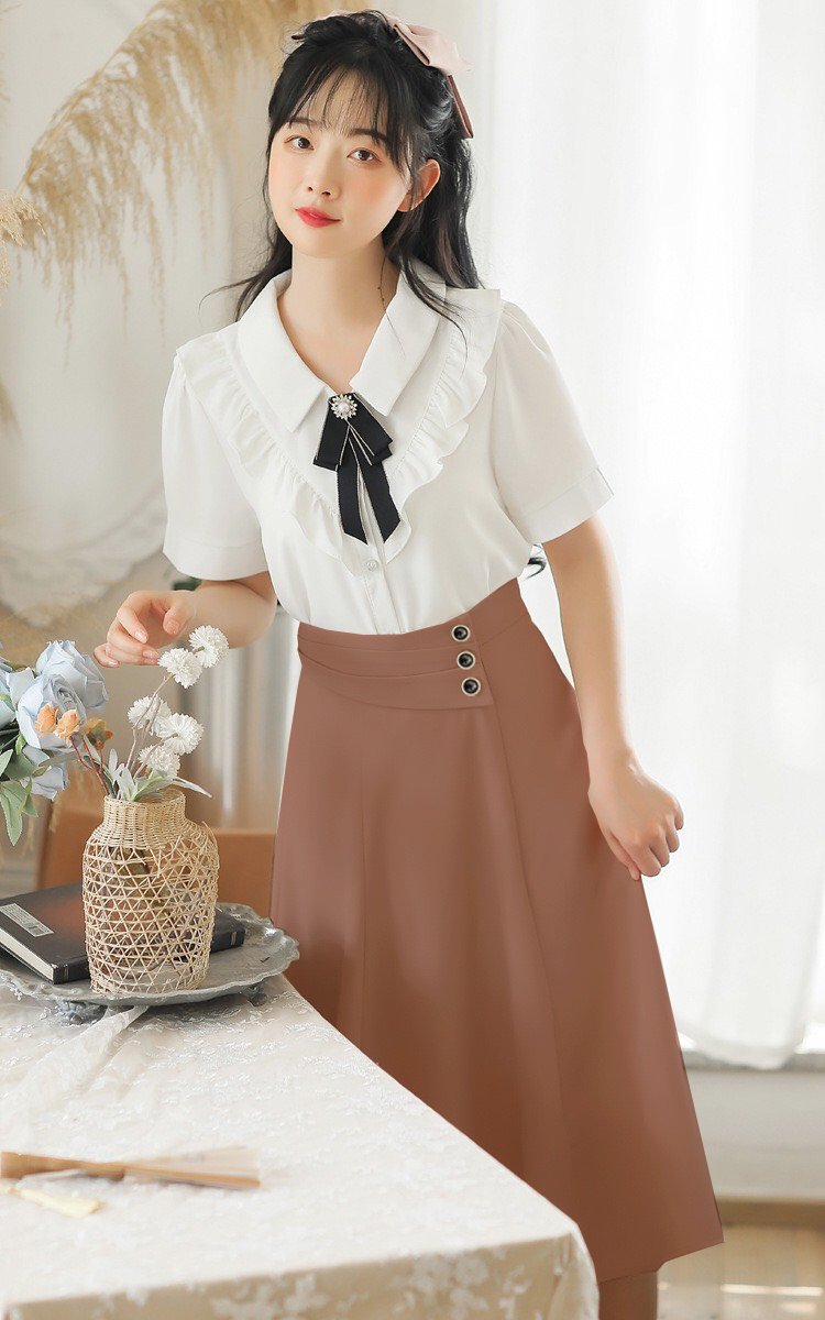 Chân Váy Xòe  PHỐI NÚT DÀI 67-70CM Màu Mới❣️[TẾT-CHÂN VÁY CÔNG SỞ ĐẸP-ĐỒ MẶC TẾT]