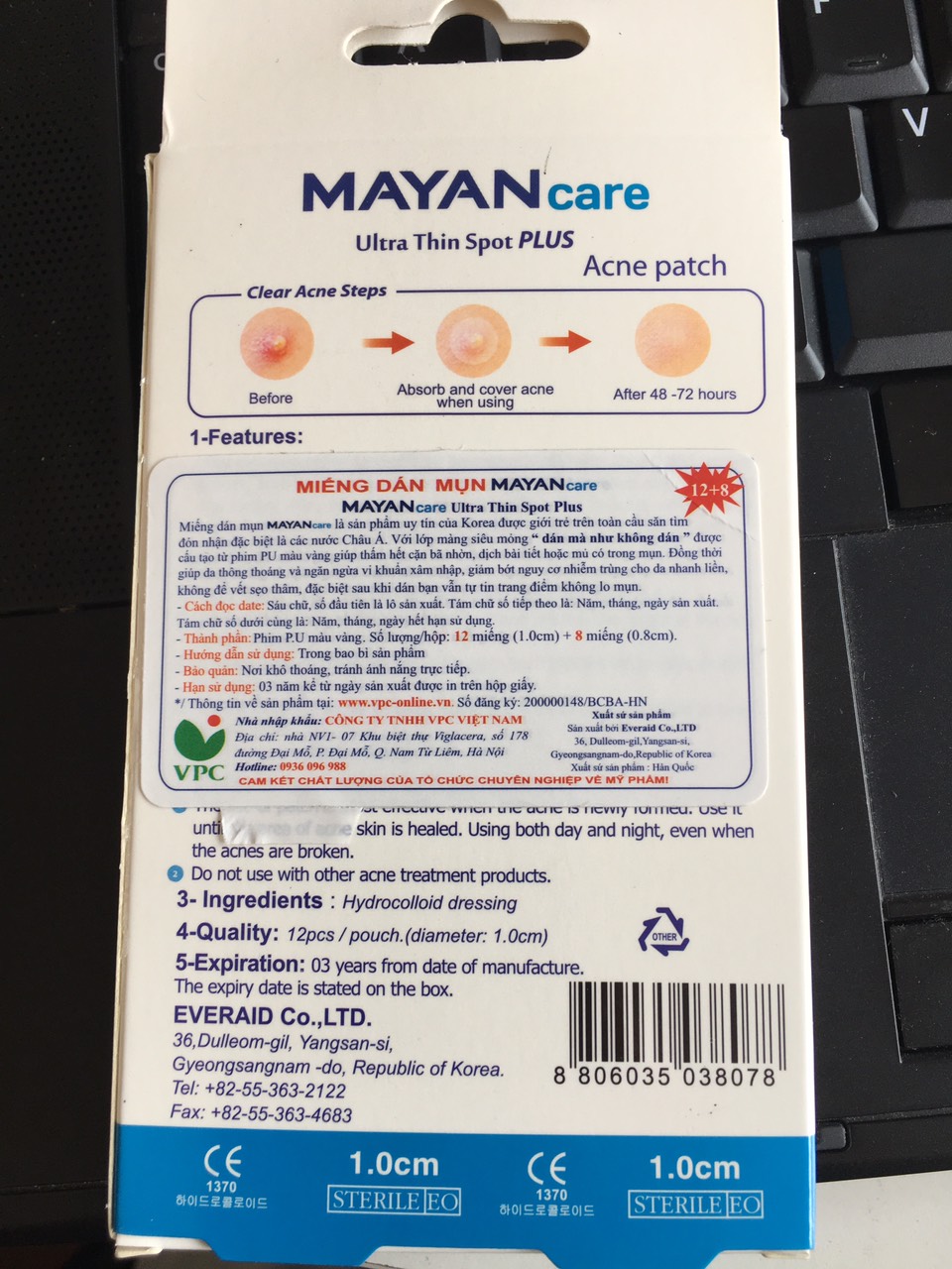 Miếng dán mụn cấp tốc Hàn Quốc, Mayan Care Ultra thin spot