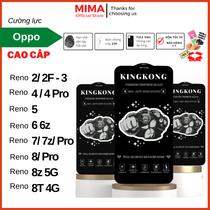 Kingkong Oppo Reno 2 2F 3 4 5 6 6z 7 7z 8 8Z 8T 4G 5g tempered glass