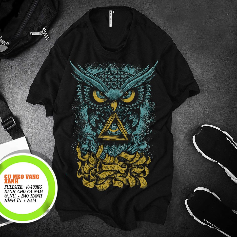 Men Women wide form super sharp owl printed T-shirt