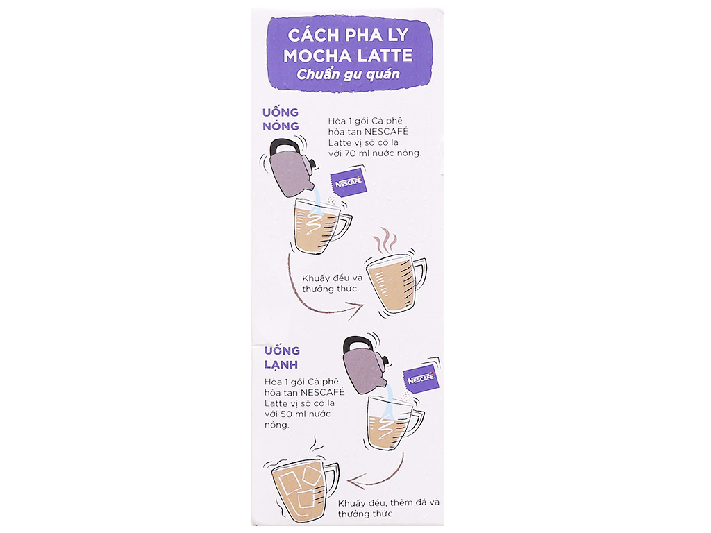 Cà phê hòa tan NESCAFÉ Latte Vị Sô cô la (Hộp 10 gói x 24g)