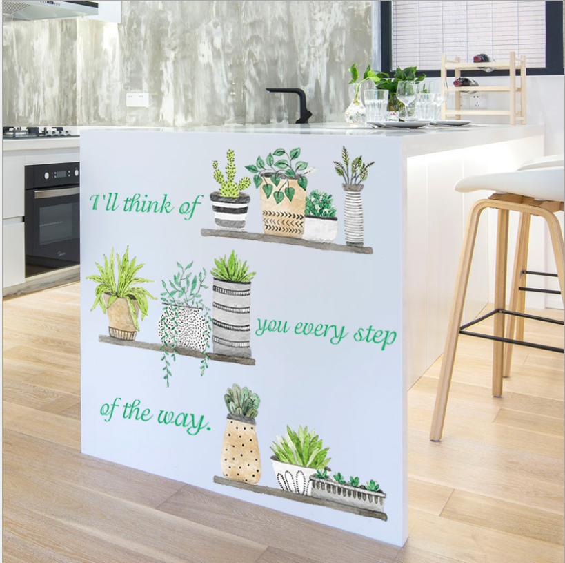 HCM Decal dán trang trí tường - Nhiều Chậu lớn 04