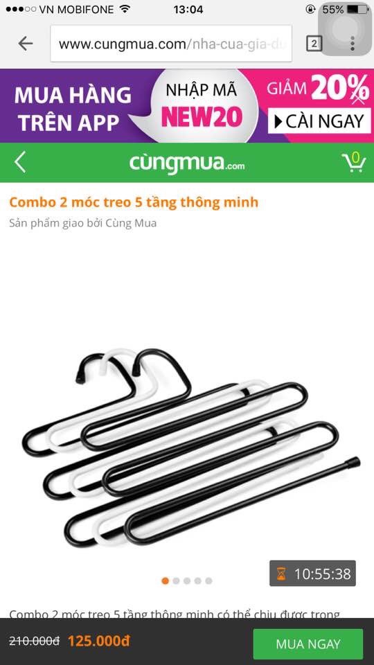 MÓC TREO QUẦN ÁO 5 TẦNG ĐA NĂNG