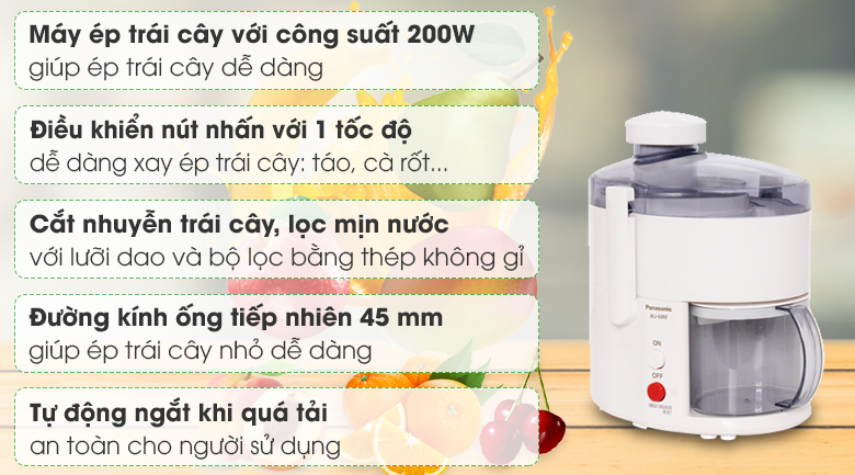 [GIAN HÀNG UY TÍN][HÀNG CHÍNH HÃNG] Máy ép trái cây Panasonic MJ-68MWRA =  Panasonic MJ-H100WRA