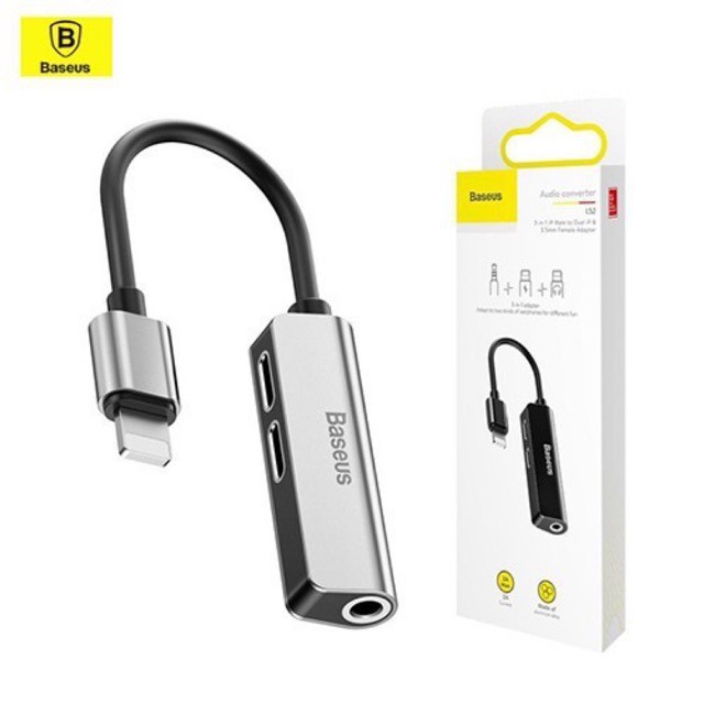 Jack chia cổng Lightning 1 thành 3 có hỗ trợ đàm thoại Baseus L52 cho iP7-8