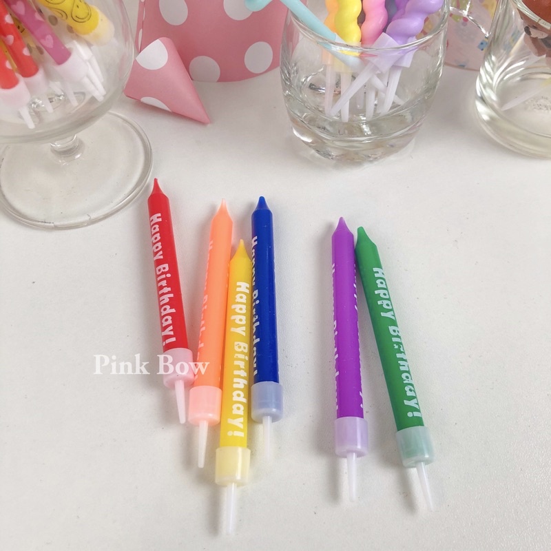 Nến sinh nhật màu PASTEL/ĐẬM in chữ HPBD set 6c