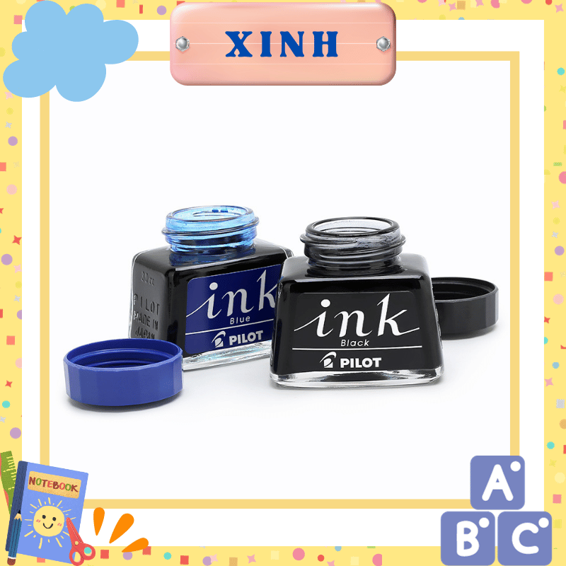 Mực bút máy Ink Pilot 30ml màu xanh, đen, đỏ hông phai không lắng cặn