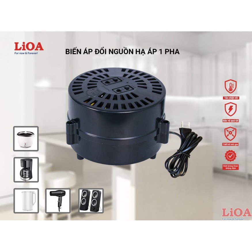 Biến áp đổi nguồn Lioa 220v ra 100V 120V, biến áp tự ngẫu lioa, bộ đổi nguồn điện,Cục biến điện áp cho thiết bị Nhật, Mỹ