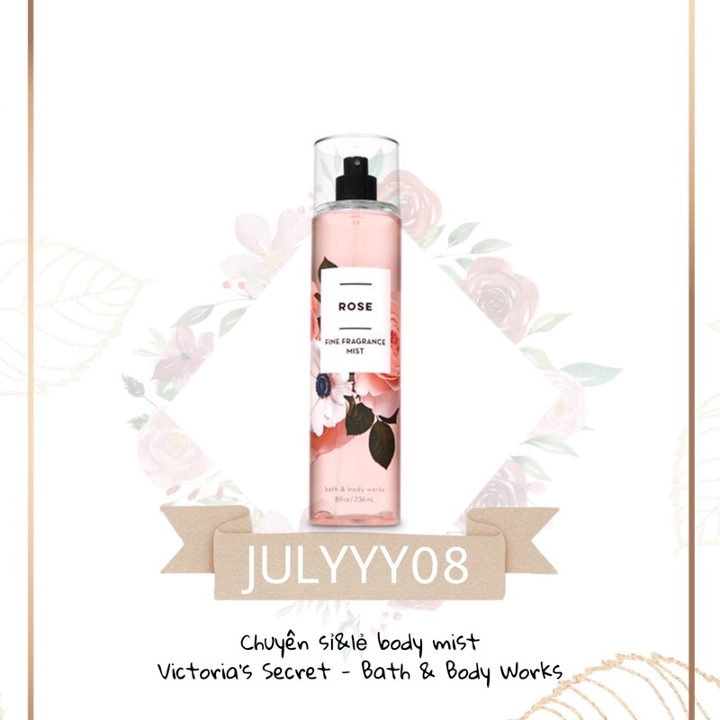 Xịt thơm body mist Bath and Body Works Rose 236ml