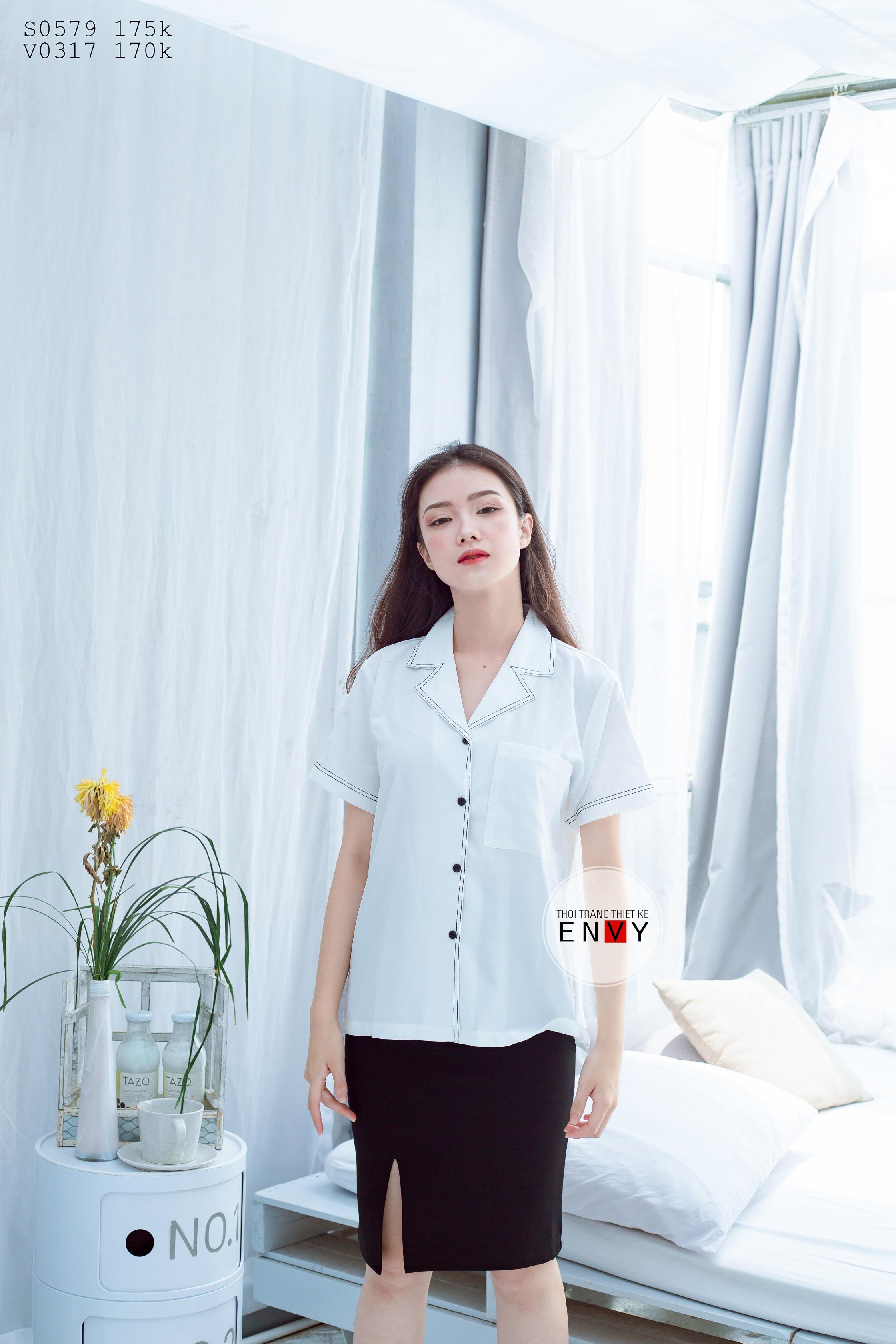 Áo sơ mi nữ viền Casso ENVY S0579