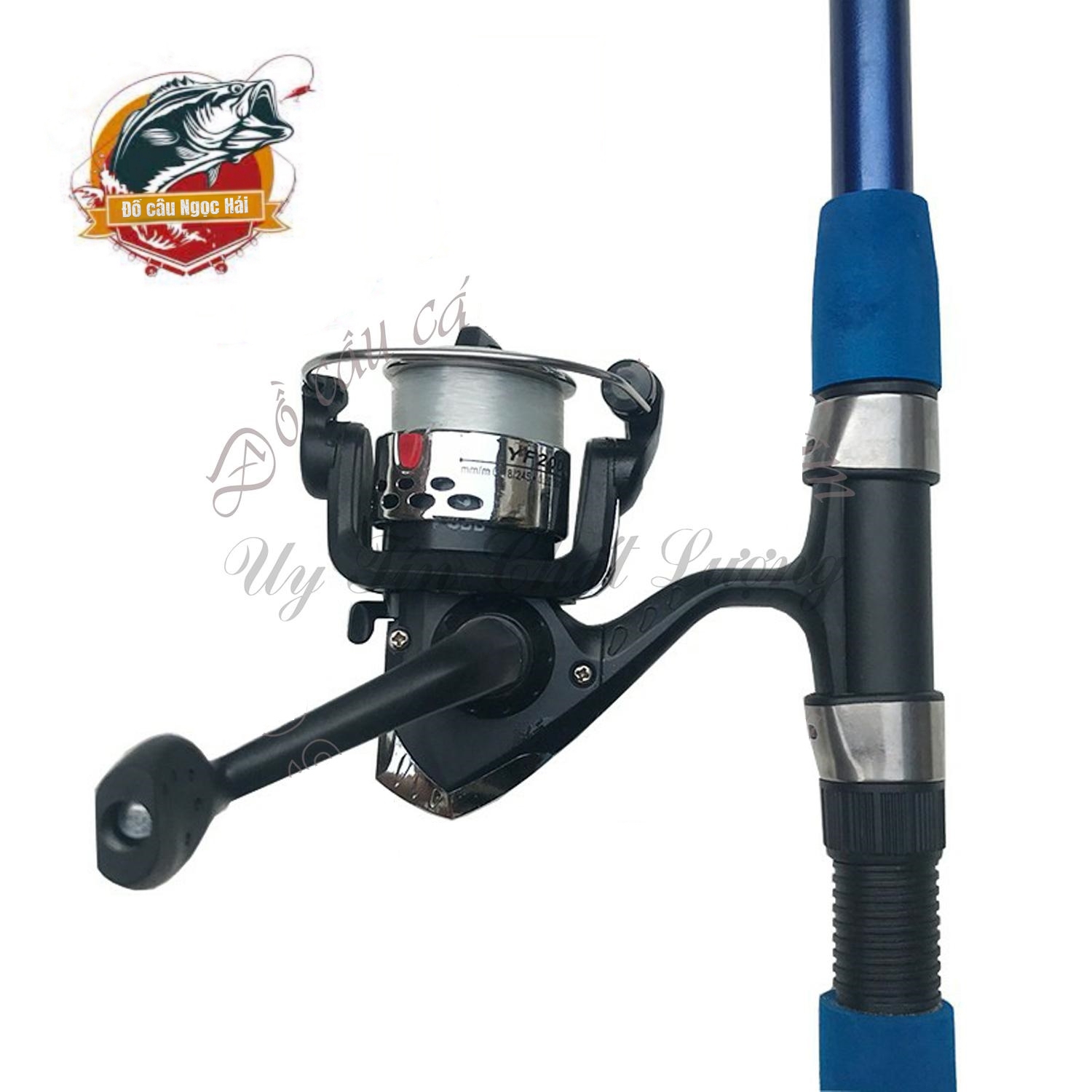 Bộ cần câu máy gồm kèm máy cước,phao,lưỡi,chì,chặn phao (Đồ câu Ngọc Hải)
