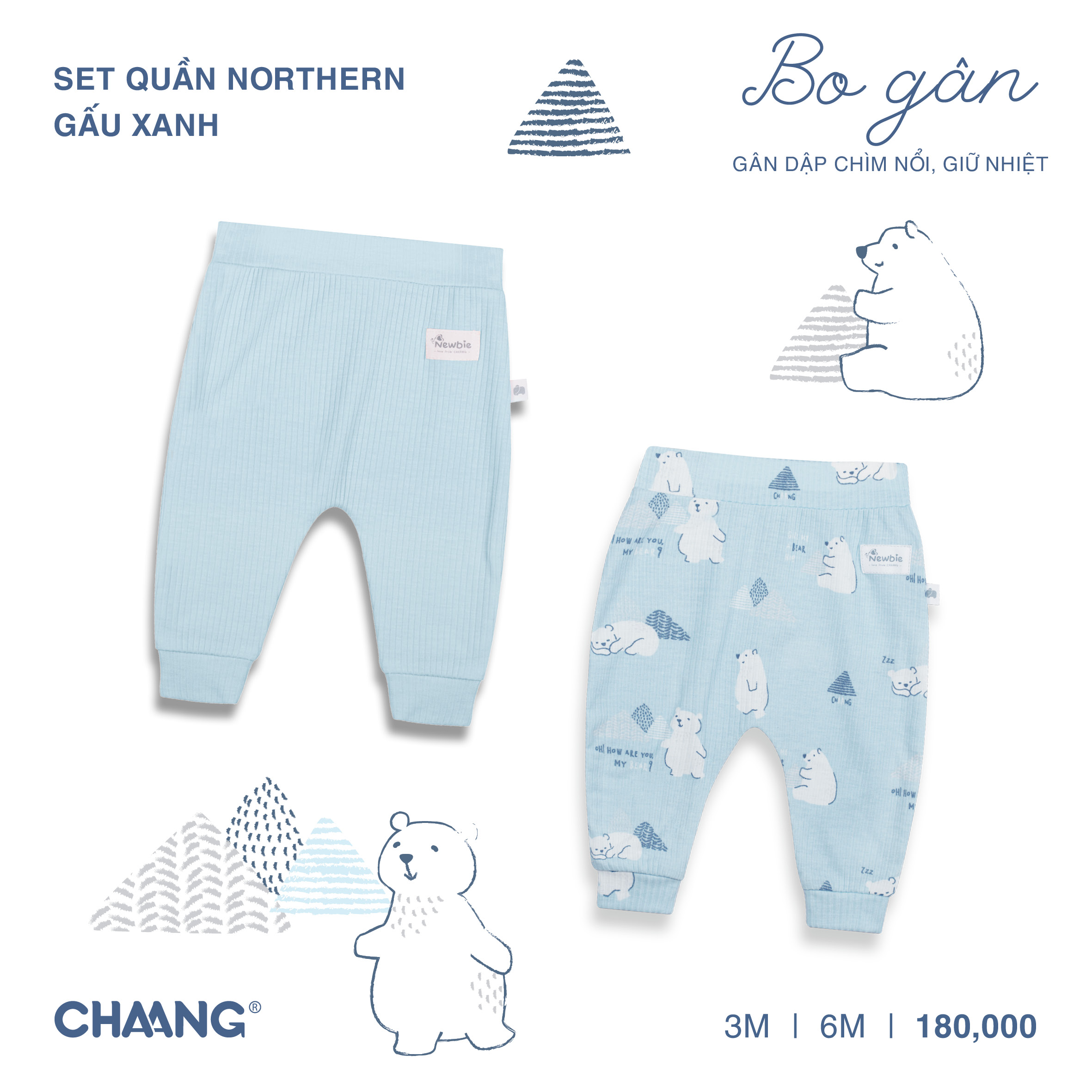 [CHAANG] Set 2 chiếc quần dài cho bé sơ sinh Northern Chaang