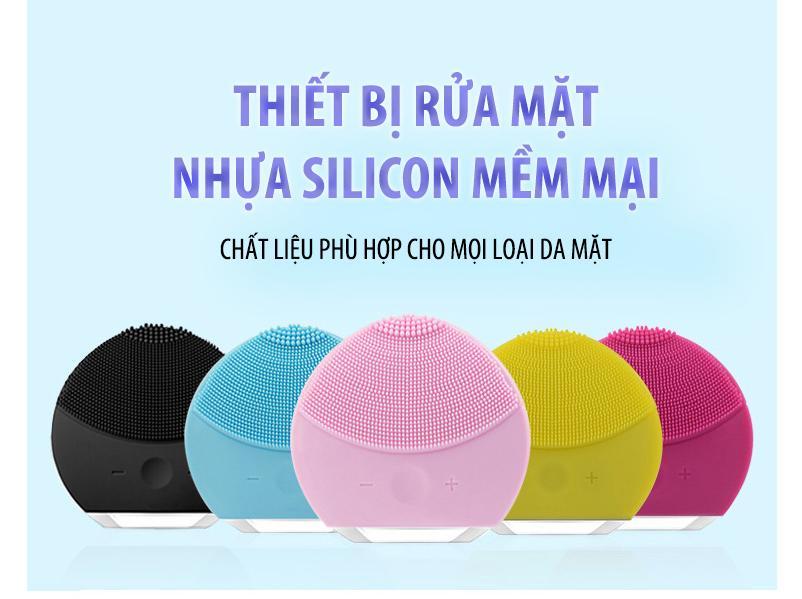 MÁY RỬA MẶT CHĂM SÓC DA MINI USB (Có hộp nhiều màu) [ Máy rửa mặt silicon # Máy rửa mặt dùng Pin ]