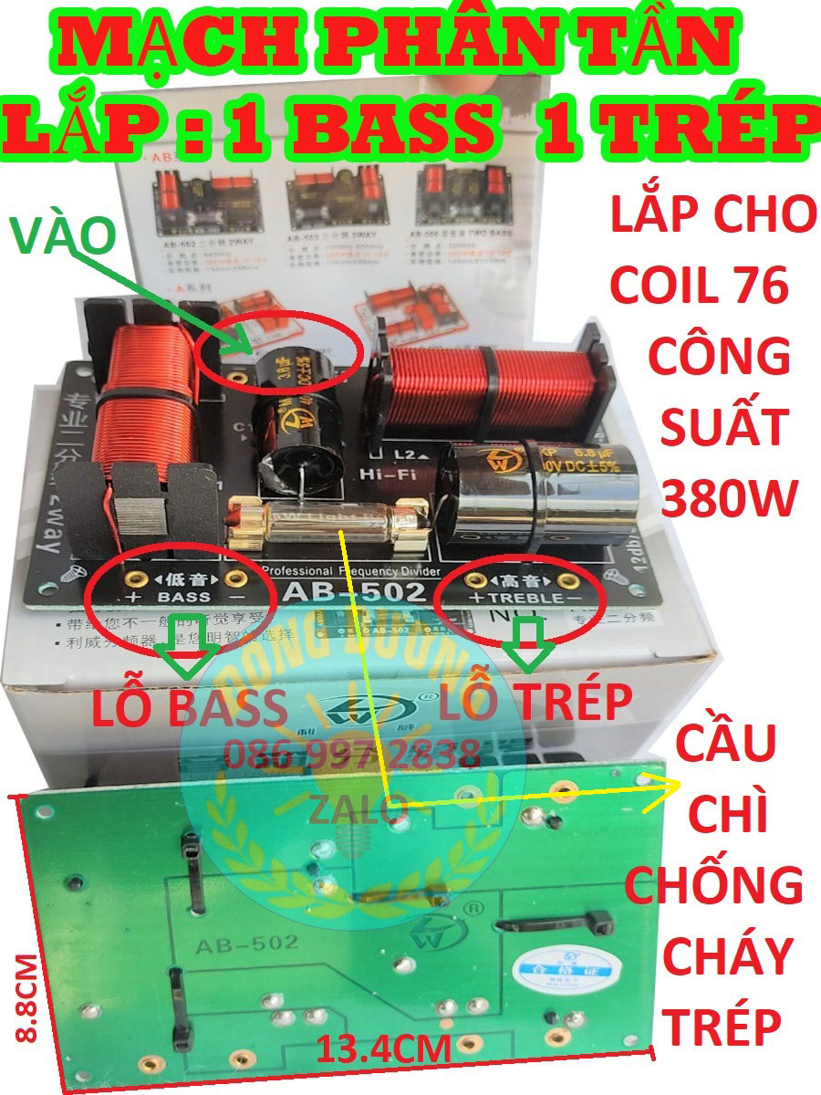 Bộ 2 mạch phân tần full đơn ab 502 - 1 bass 1 treble - mạch phân tầng