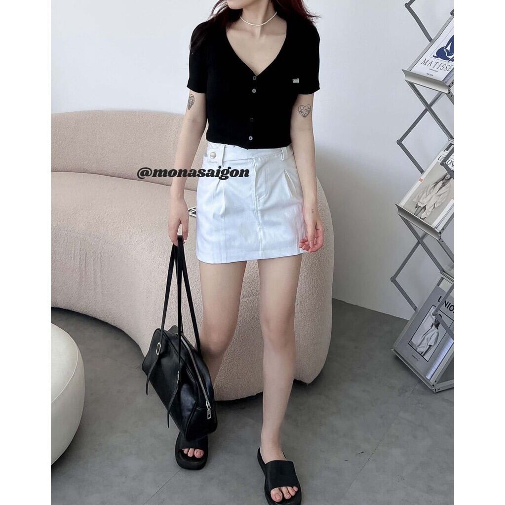 [VOUCHER 12%/149K] MONÁ - Áo croptop cổ tim - BORIM TOP XANH CỐM/TRẮNG/ĐEN