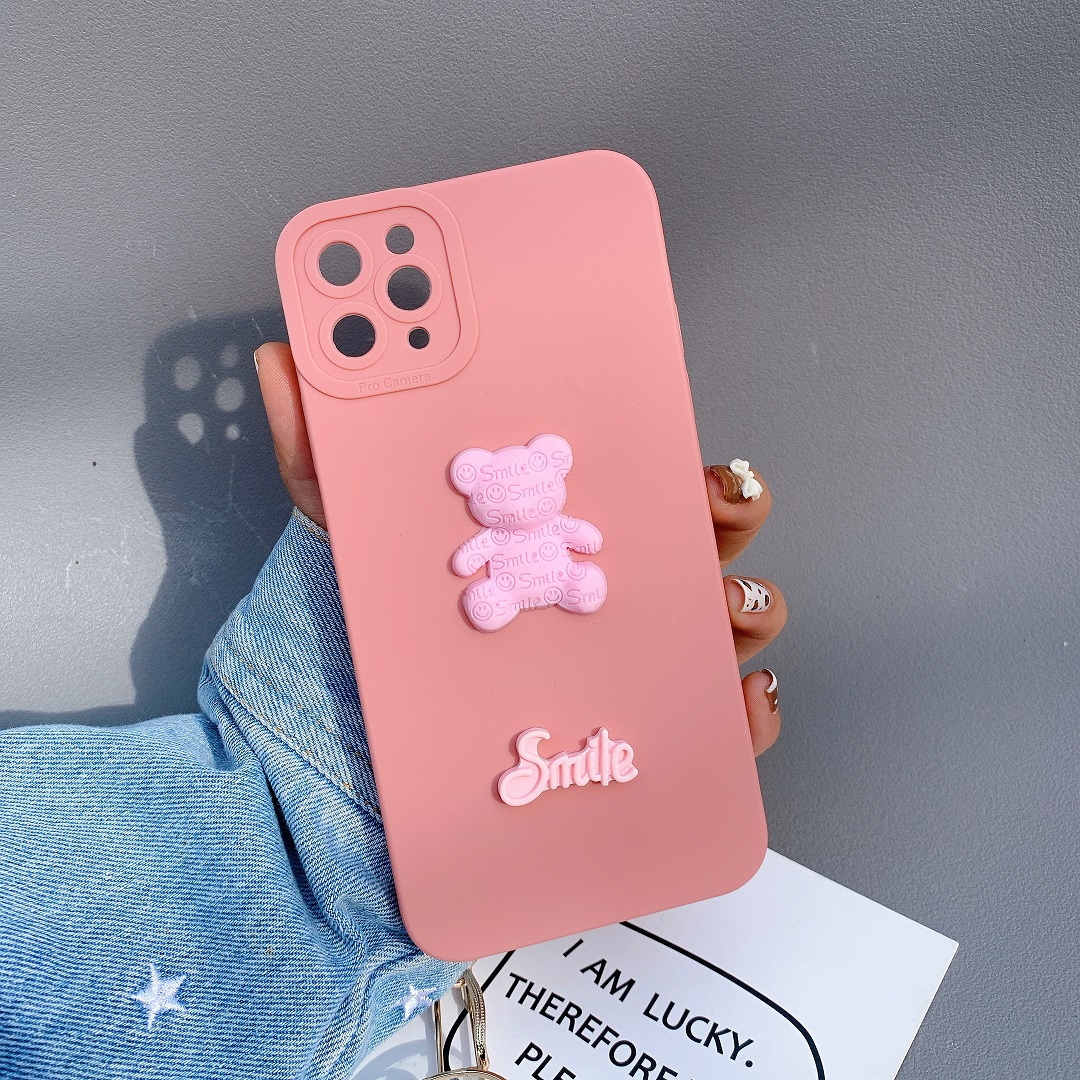 Ốp Lưng Basic Camera Nổi - Mẫu Gấu Smile Nổi