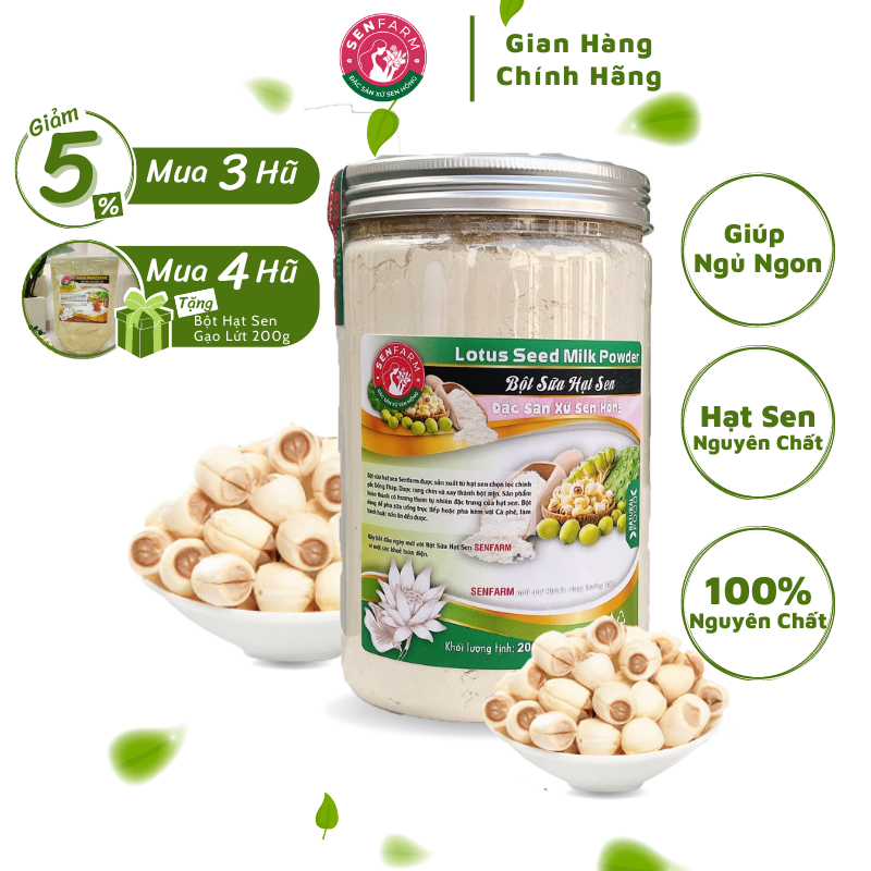 [Ngủ Ngon] Bột Hạt Sen nguyên chất Senfarm - Không Đường