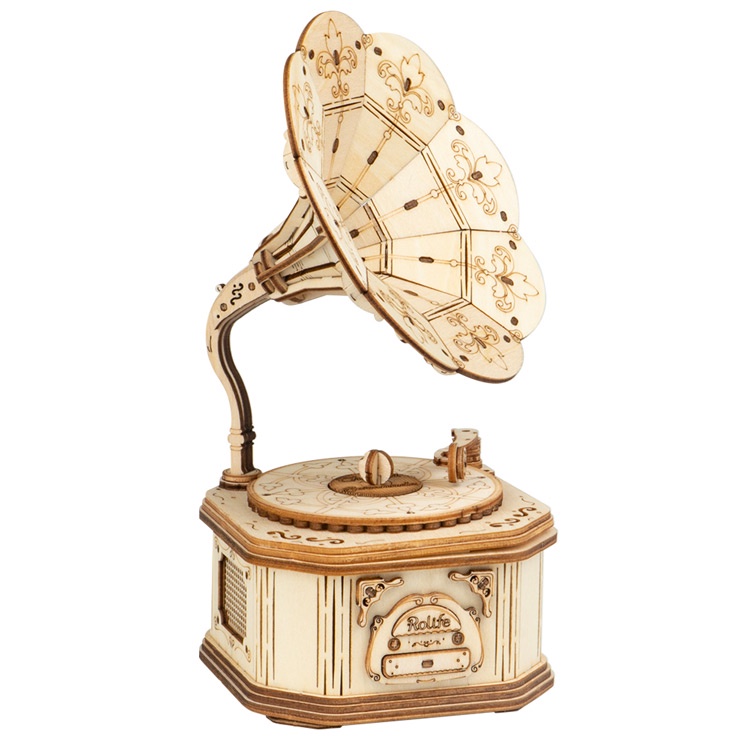 Đồ chơi lắp ráp gỗ 3D Mô hình Máy hát Robotime Gramophone TG408