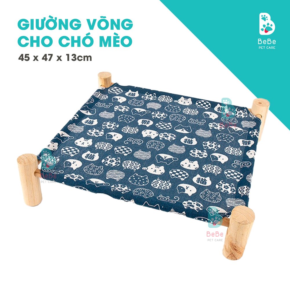 Giường Võng Chân Gỗ Độc Đáo Cho Thú Cưng