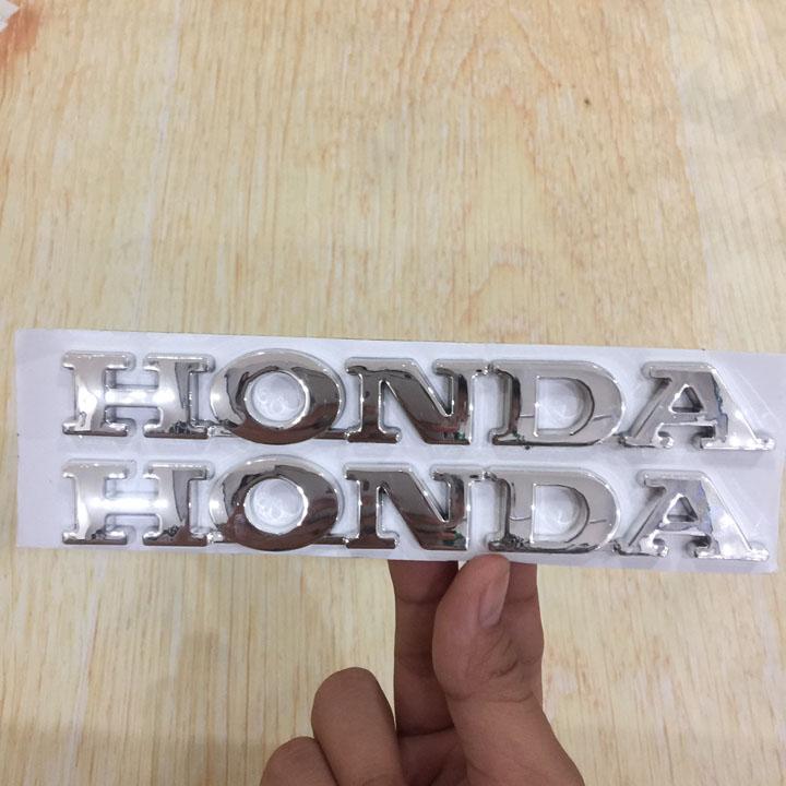 Tem logo chữ nổi HONDA màu Bạc