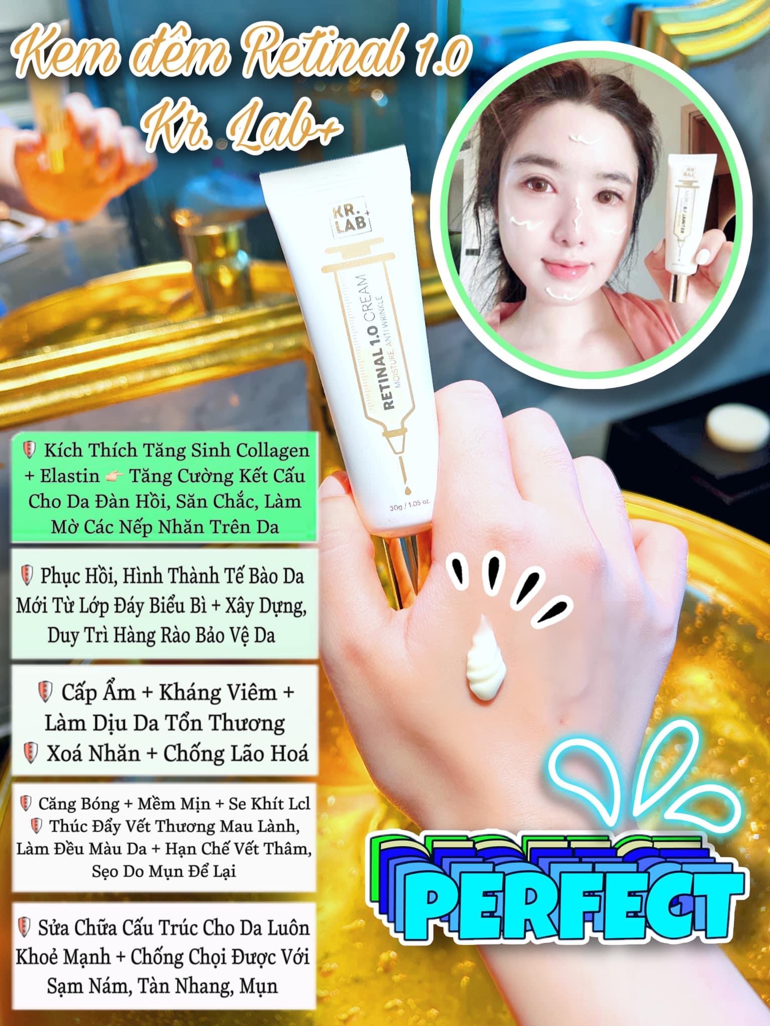 Combo peel da pha lê Kr. Lab + kem đêm retinal 1.0 Kr. Lab